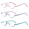 MMOWW 3 Pack Half Frame Reading Glasses for Women Men
