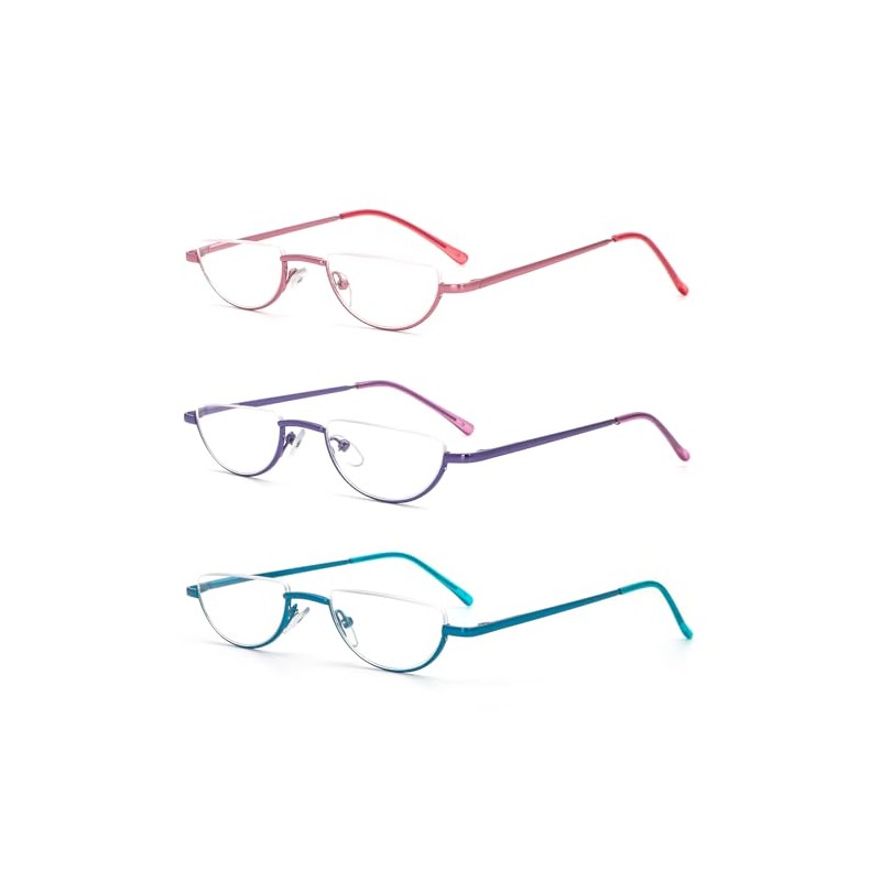 MMOWW 3 Pack Half Frame Reading Glasses for Women Men