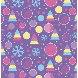 Stesha Party Purple Retro Holiday Christmas Wrapping Paper - Folded Flat 30 x 20 Inch (3 Sheets)