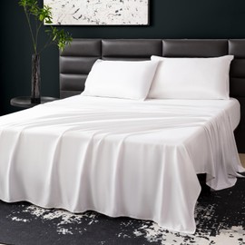 SilkWings Tencel Lyocell Sheet Set 4 Piece, 100% Eucalyptus Lyocell Sheets Set, Cooler Than Cotton and Linen, Summer Cooling Breathable Bed Sheets for Hot Sleepers, 16 Inch Deep Pockets Queen White