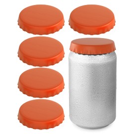 Silicone Can Lids Covers Toppers Saver Stopper Fits Standard Soda Cans (6 Pack, Orange)