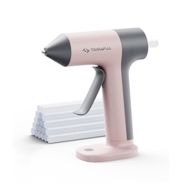 Tilswall Cordless Hot Glue Gun and Sticks Set, 30s Fast Preheat, USB-C Rechargeable Mini Hot Glue Gun with 20 Glue Sticks, Auto Shut-Off, Compact & Portable for Crafts, DIY, Repairs (Pink)