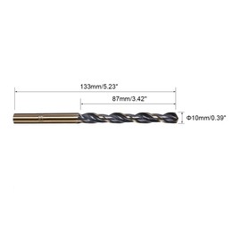 FOCMKEAS 10mm Twist Drill Bit High Speed Steel 4341 Straight Shank Gold and Black Coated Drilling Bits for Home Improvment DIY, Metal/Wood/Plastic