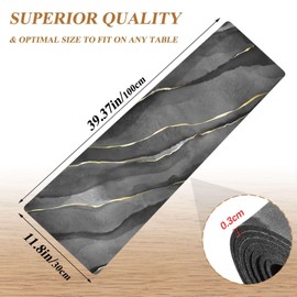 2 in 1 Table Runner Trivet for Hot Pots and Pans Heat Resistant Non Slip Waterproof 39 x 12 Inch Decorative Table Protector for Kitchen Countertop Marble Black and Gold Line