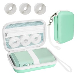 Teyomi Case Compatible with NELKO P21, for NIIMBOT D110, for JADENS D110 Label Maker with 3 Roll Label Tape(Label Paper 1/2" x 1 1/2" (12mm X 40mm))-Hard Shell Storage Bag-Green