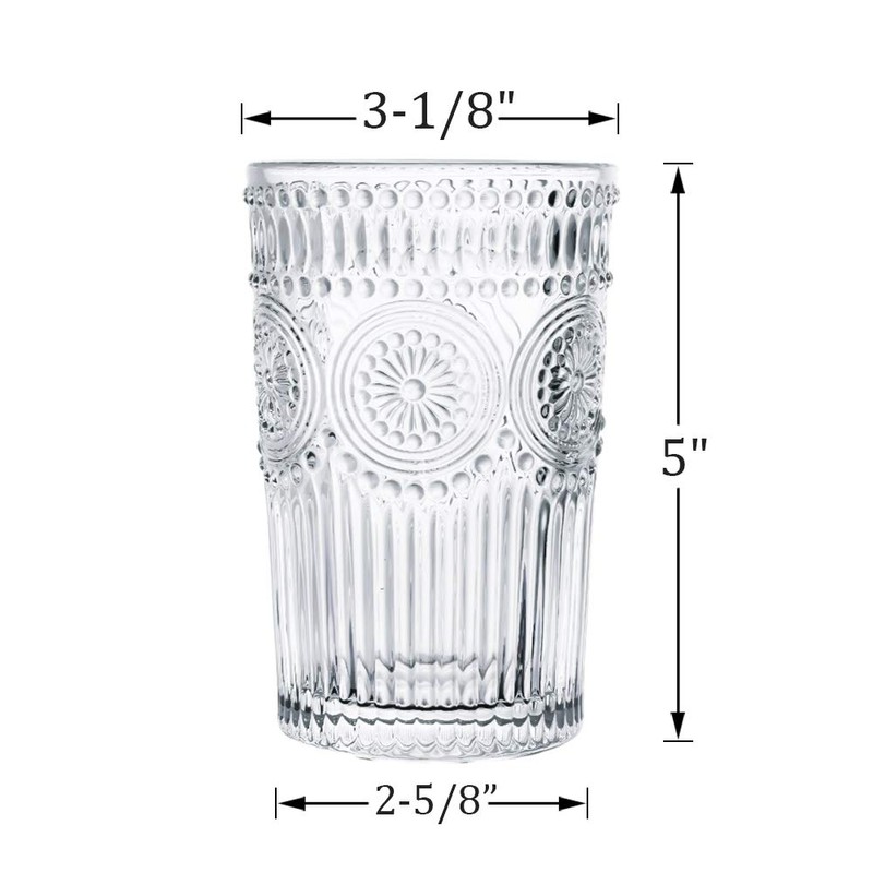 Kingrol 6 Pack 12 oz Romantic Water Glasses, Premium Drinking