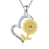 YAFEINI Sunflower Necklace Sterling Silver You Are My Sunshine Pendant