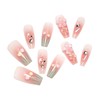 Flower Press on Nails Medium Coffin Fake Nails Spring Summer