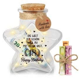 Giftota 18th Birthday Girl Boy, LED Bottle Light Star Shape with Cork, Money Gifts Birthday 18, Cool Birthday Table Decoration, Gift Ideas, Birthday Gift Idea for Daughter, Son, Sister