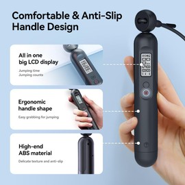 Smart Skipping Rope with Counter for Adult - Adjustable Wireless Rope for indoor and outdoor workout with APP Data Analysis - Digital Fitness Rope for Burn Calories, Gym, Boxing, Home Exercise