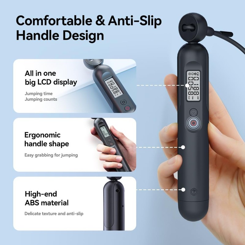 Smart Skipping Rope with Counter for Adult - Adjustable Wireless