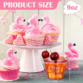 Jingmore 50 Pcs 9 oz Disposable Flamingo Cups Pink Clear Plastic Flamingo Drinking Cups Let's Get Flocked up Wine Bridal Shower Wedding Tumblers Hawaiian Luau Party Supplies
