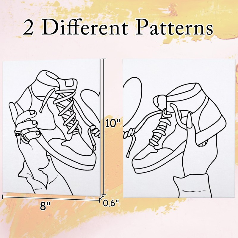 VOCHIC 2 Pack Couples Paint Party Kits Pre Drawn Canvas