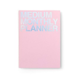 JSTORY Medium Monthly Planner Lays Flat Undated Year Round Flexible Cover Goal/Time Organizer Thick Paper Eco Friendly Customizable Stitch Bound A5 16 Months 150 GSM 18 Sheets Pink