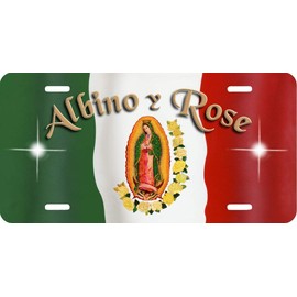 Mexico Flag Our Lady of Guadalupe Auto License Plate Personalize Mexican Latino