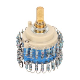Two Channels Volume Potentiometer 2×24 Gear 20K High Accuracy Volume Potentiometer for Amplifier Half Round Handle