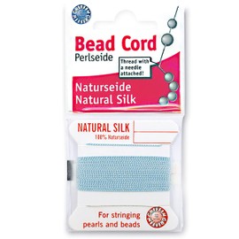 Griffin Silk Bead Cord Perlseide – Turquoise Color – Size 16 (1.05mm) – 2 Meters per Card – Stainless Steel Needle Attached – for Knotting Pearls, Gemstones, Crystals and Beads