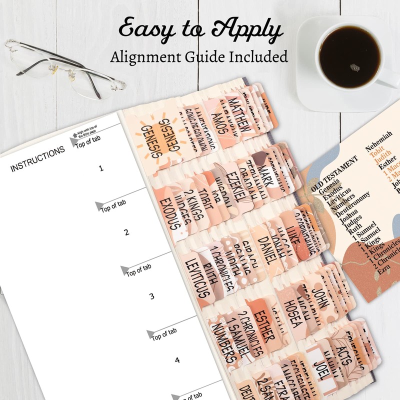 Boho Catholic Bible Tabs for Women/Men/Kids - 100 Laminated, Old