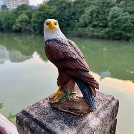 BSIRZAM Bald Eagle Figurine Descending on Tree Branch Resin Figurine Statue Table Decor for Home and Office Decor 8.5 Inches Tall