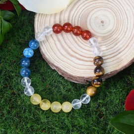 Ayriwoyi Healing Crystal Bracelet for Women Citrine Carnelian Tiger's Eye Beaded Stone Rainbow Bracelet Motivational Bracelet Spiritual Handmade Bracelet for Women