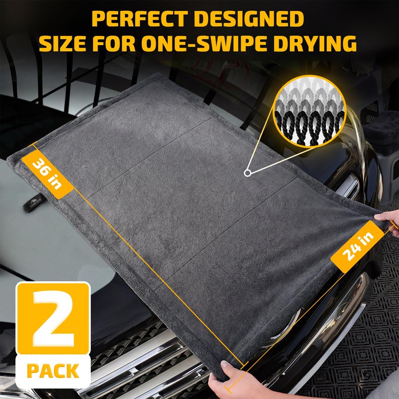 SMINDER 2-Pack Car Drying Towels – Microfiber Towels for Cars