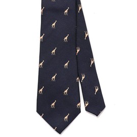 [COLORATA] Carolata Animal Pattern Necktie (100% Silk / Jacquard Woven), Animal Pattern, Animal Pattern, 57.1 x 3.3 inches (145 x 8.5 cm), Gift Present, navy & beige