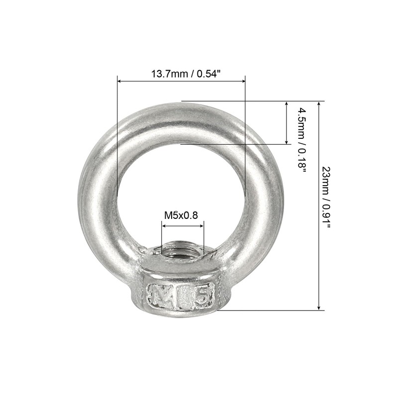 PATIKIL Lifting Eye Nut M5, 10Pcs 304 Stainless Steel Female