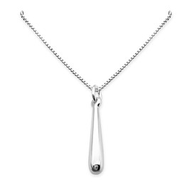 Sterling Silver Slender Teardrop Pendant Necklace for Women Teen Girls Minimalist Casual Layering Necklace for Everyday Wear Slender Drop Necklace (18 inches)