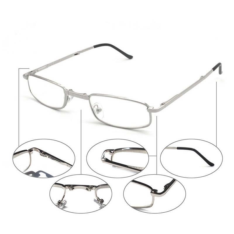 Metal Folding Reading Glasses with Case Slim Stylish Compact Folding