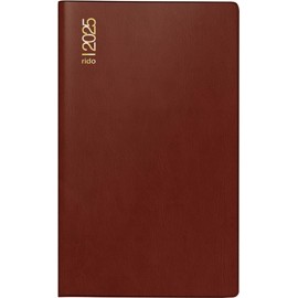 rido/idé Pocket Diary Model M Planner (2025), 2 Pages = 1 Month, A6, 32 Pages, Plastic Cover, Bordeaux