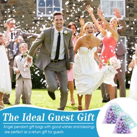 Guardian Angel Key Ring Set, 24 Pieces Guardian Angel Pendant with 24 Pieces Organza Bags 24 Pieces Cards, Guest Gifts Wedding Guardian Angel for Christening Communion Birthday Wedding Party