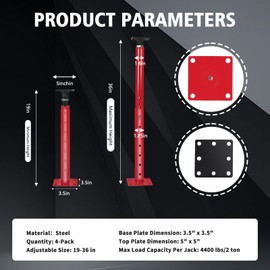 TOPTGO Floor Joist Jack, 19"- 36"(1'7"-3) Height Range Adjustable Floor Joist Jack House Jack Post,Telescoping Jack for Temporary Support for Leveling,4400 lbs Height Capacity(Each)-2Pack