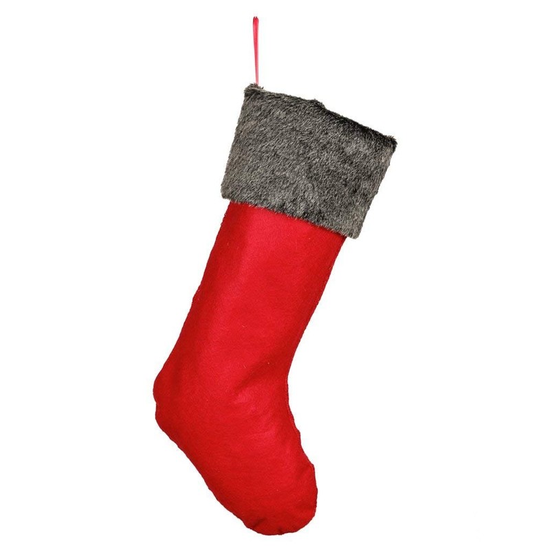 Dibor Large Red Knit Festive Novelty Nordic Heart Christmas Stocking