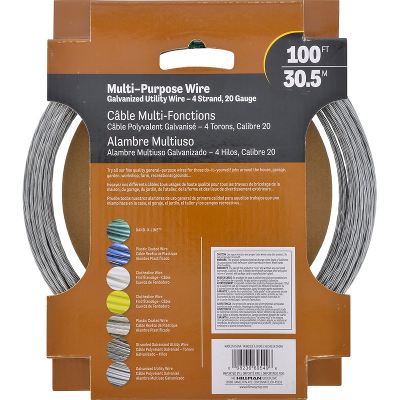 Hillman 122063 Galvanized Stranded Wire 4 Strand 100 Ft