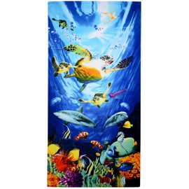 GEEZY Large Microfibre Beach Bath Towel Lightweight Sports Travel Gym Summer Towels (Ocean Turtles)