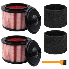 2 Pack Vacuum Filter Replacement Compatible with Vacmaster VF408, VF410P, Wet Dry Vac Beast VFB511B 0201 & Cleva Industrial VF408B, 2 Fine Dust Cartridge Filters + 2 Foam Filters + 1 Brush