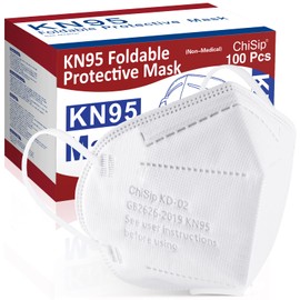 ChiSip KN95 Face Mask 100Pcs, 5 Layer Design Cup Dust Safety Masks, Breathable Protection Masks Against PM2.5 Dust for Adult, Men, Women, White