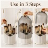 360° Rotating Makeup Brush Holder Organizer with Clear Cover –