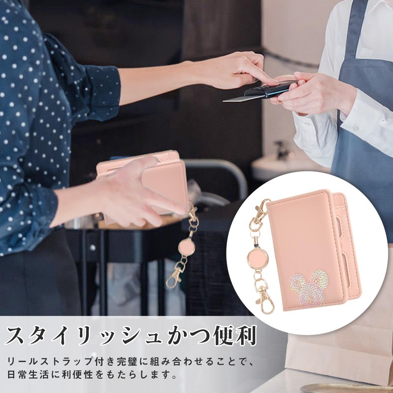 Wasenn Women's Card Case, Thin, Popular, Pass Case, With Reel,