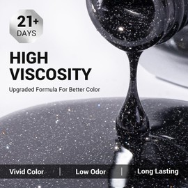 MelodySusie Thick Glitter Gel Nail Polish,0.5fl oz Black Diamond Glitter Soak Off UV LED Reflective Glitter Gel Polish Gift for Women Nail Art Manicure Salon DIY Nail Design Decoration at Home- NJ-1