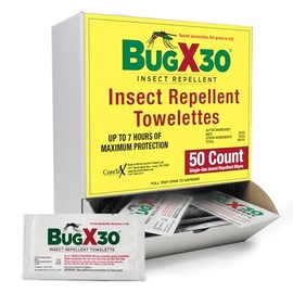 CoreTex CoreTex Bug X 30 Mosquito, Tick, & Insect Repellent Wipes with 30% DEET - Pack of 50 Single-Use Bug Repellent Wipes for Up to 7 Hours of Reliable Protection Against 12 Types of Biting Insects