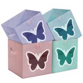 homyfort Cube Storage Bin - Fabric Storage Cubes, Collapsible Clothes Storage Basket, Shelf Organizer Bins with Clear Window for Toy, Clothes, Room Set of 4, 11 x 11