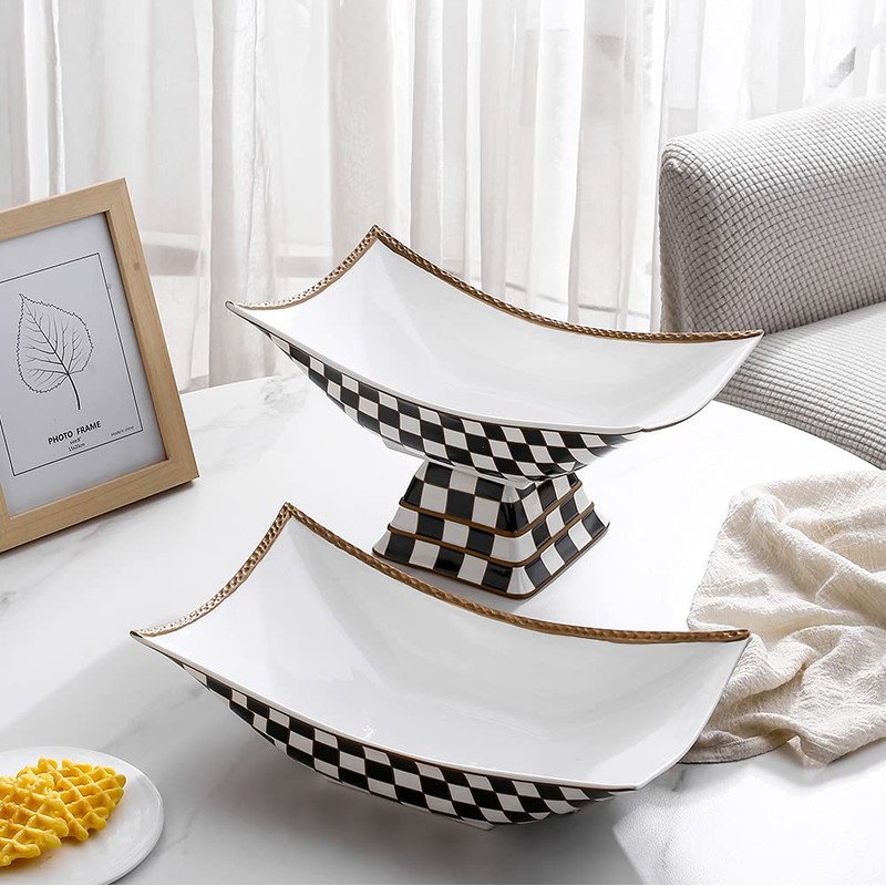 Porlien Checker Fruit Bowl with Stand