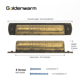 goldenwarm 5 Pack Kitchen Cabinet Handles 3 inch(76mm) Vintage Drawer Pulls Brass Cabinet Handles Zinc Alloy Cupboard Handles Antique Brass Cabinet Pulls Drawer Handles Cup Pulls Kitchen Door Handles