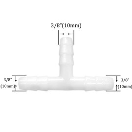 Joywayus Plastic Hose Barb 3/8" Barbed 3 Way T Shaped Pipe Fittings Tube Adapter Connector(Pack of 10)