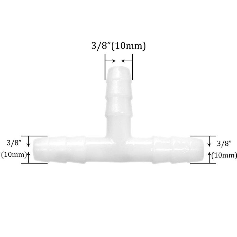 Joywayus Plastic Hose Barb 3/8" Barbed 3 Way T Shaped