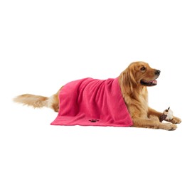 Bone Dry Bone Dry Embroidered Pet Grooming Towel Collection, Absorbent Microfiber X-Large, 41x23.5, Raspberry Sorbet