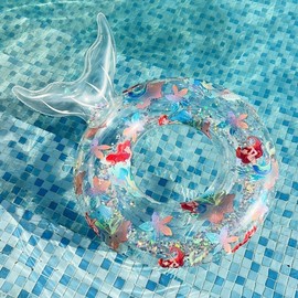 Internet Celebrity Transparent Sequin Mermaid Glitter Tube Children's Swimming Float lf1010 Mermaid 70 [In Stock] 30ea