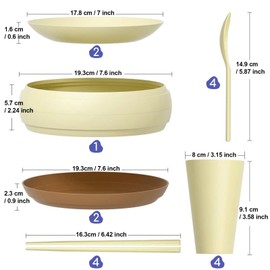 shopwithgreen Camping Picnic Dishes Set, (17PCS) Portable Plastic Reusable Cutlery Set for 4, Outdoor Essential Plate and Cup - BPA Free, Include Chopsticks and Spoons,Portable Small Size