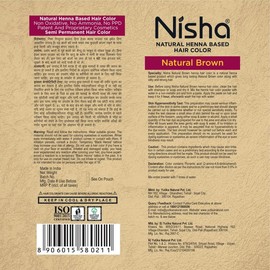 Nisha Natural Henna Powder For Hair Colour, Natural Brown Hair, Herbal Conditioning Hair Dye for Silky & Shiny Soft Hair Colour for Men & Women (Pack of 8-30g each)